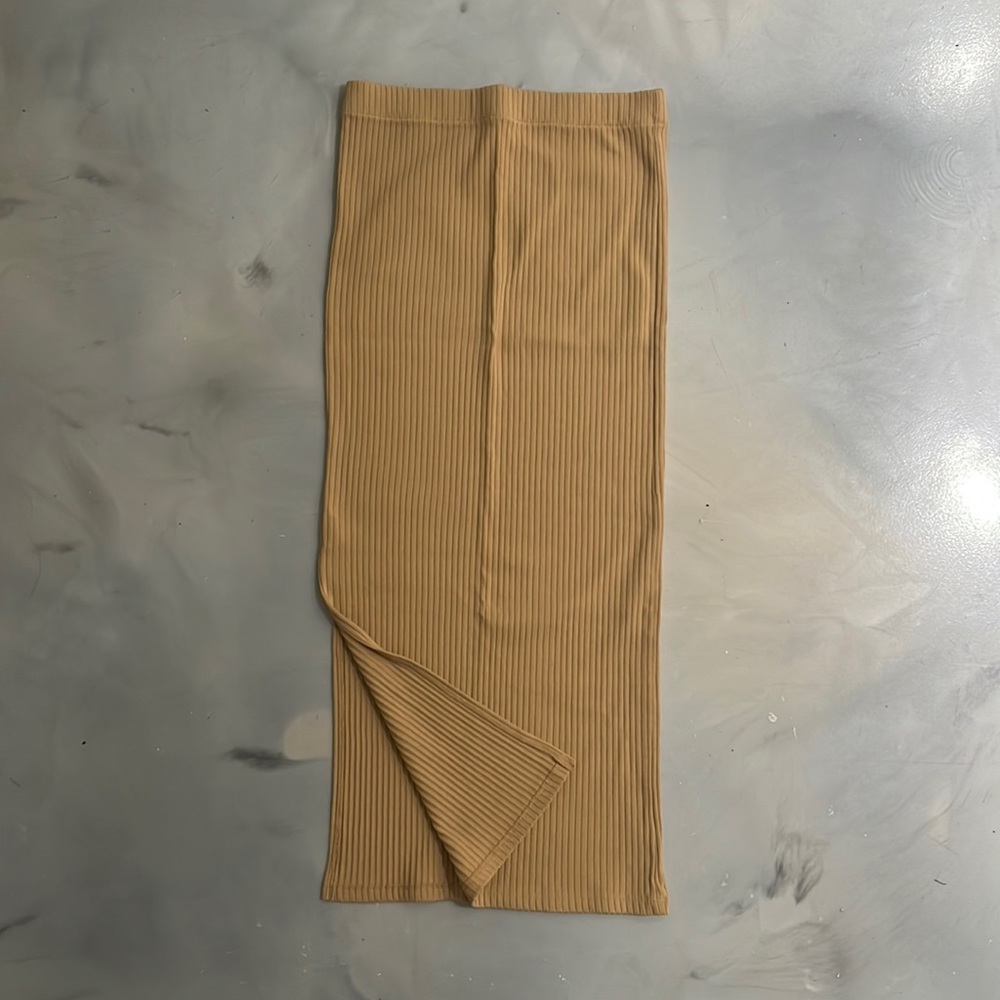 Tan skirt maxi with slit